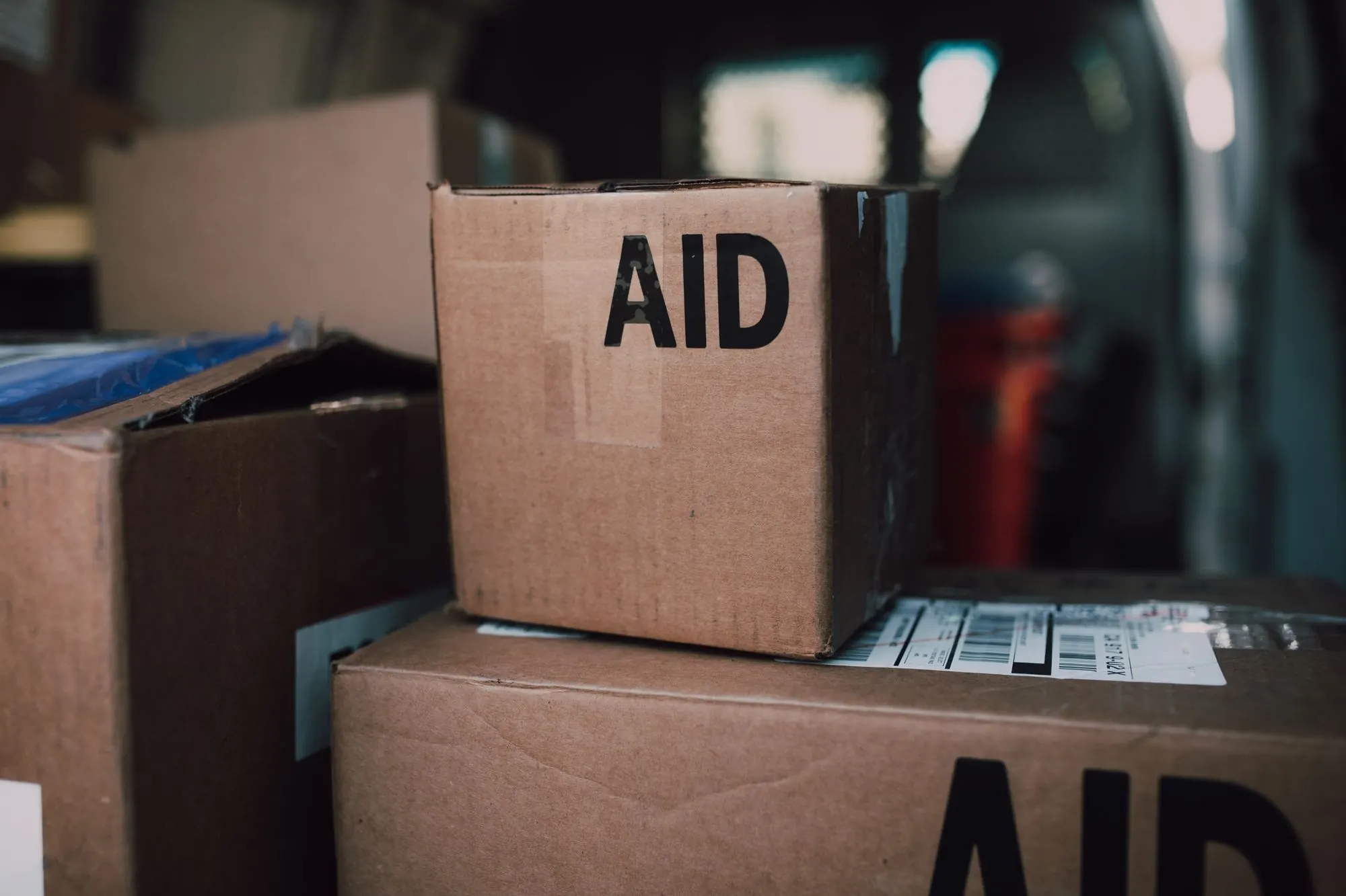 Box of relief supplies